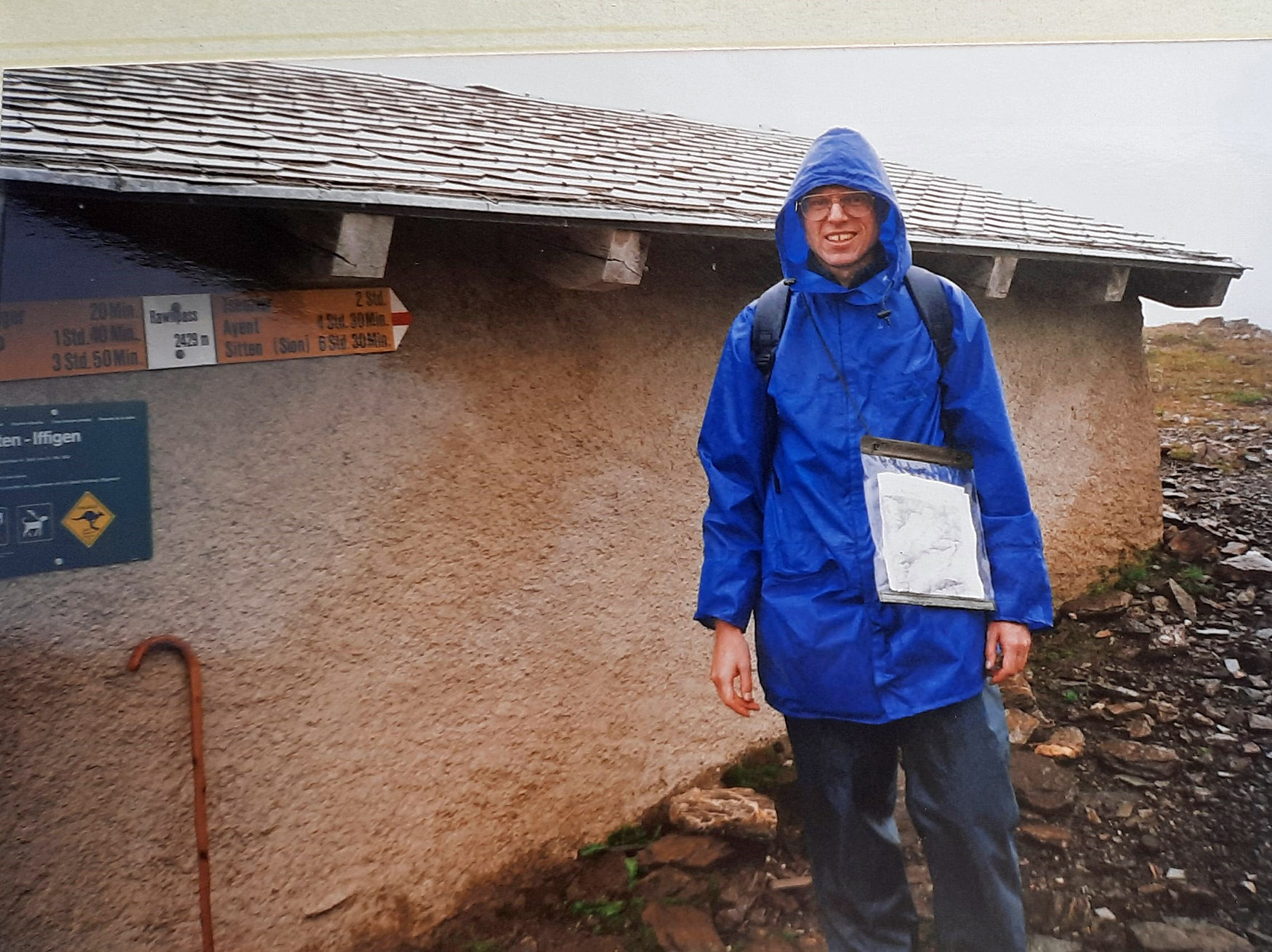 In the rain at the top of the Rawil pass